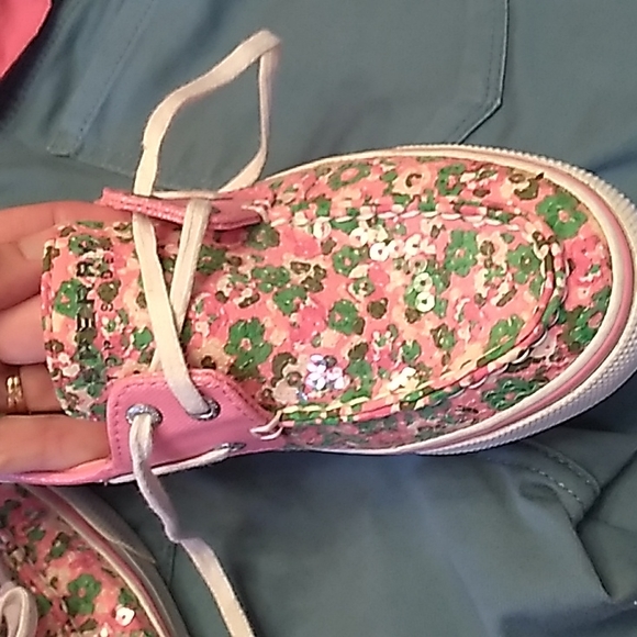 Women's SPERRY 'LIKE NEW! floral pink shoes sz 5.5 - Picture 9 of 10